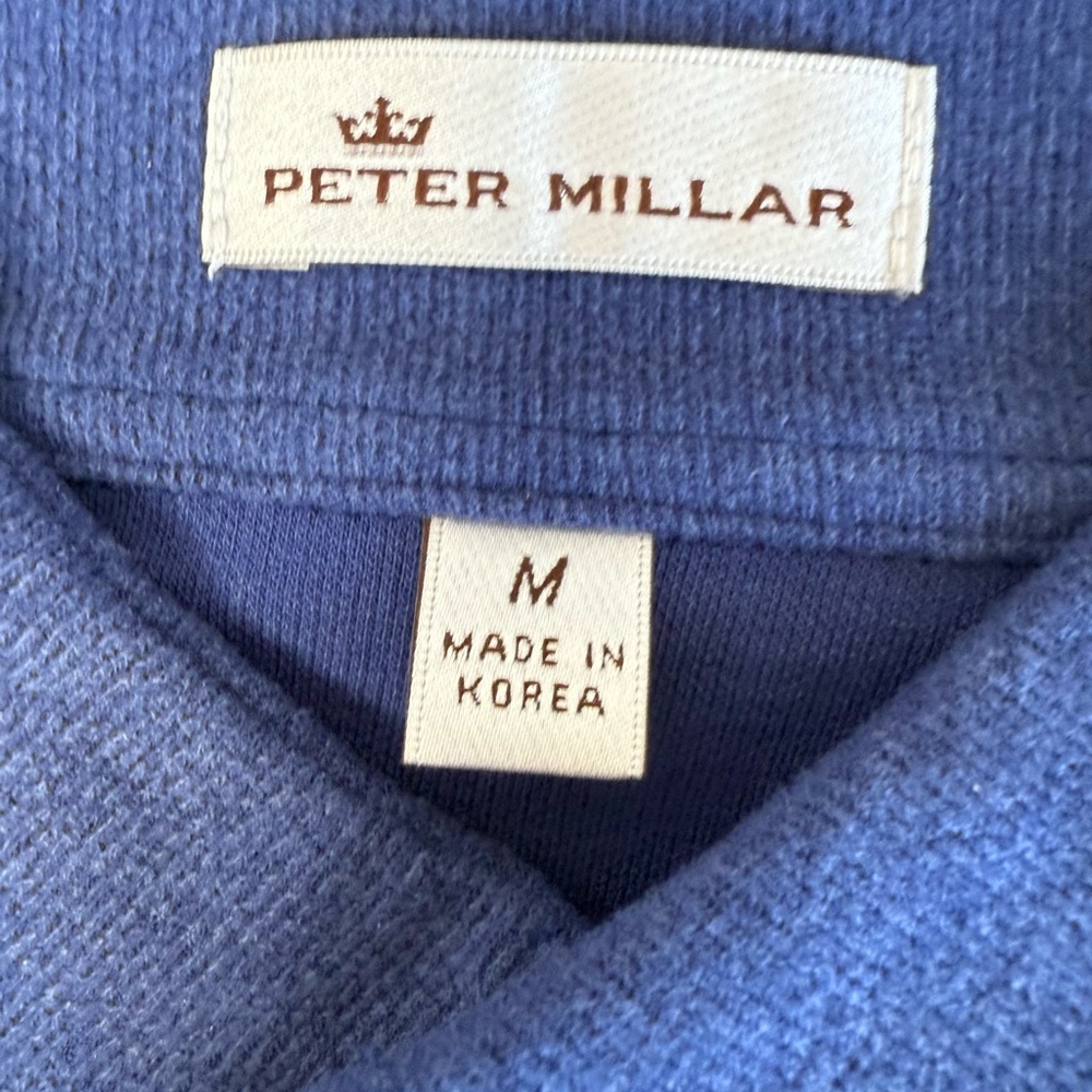Peter Millar Crown Soft 1/4 Zip Pullover Sweater Blue Men Medium Shirt NEW 1579 - Picture 3 of 4